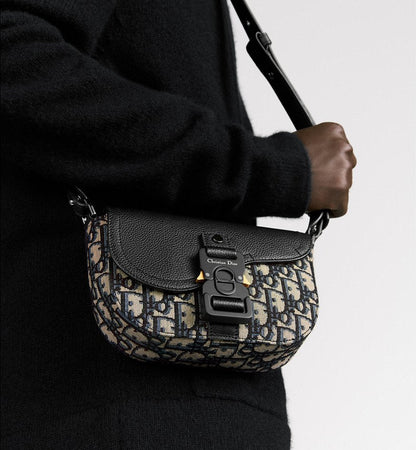 Mini sac Messenger à rabat Saddle Noir et Beige