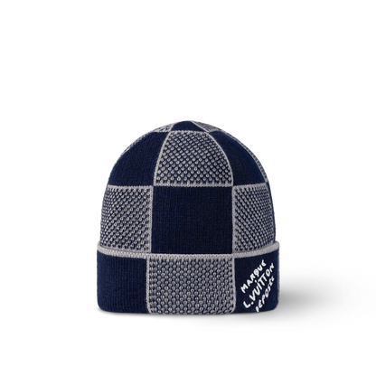 Bonnet et Écharpe Damier Heritage Bleu Marine