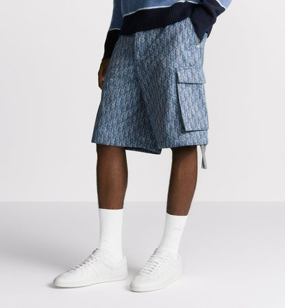 Bermuda cargo Dior Oblique
Twill de coton mélangé bleu